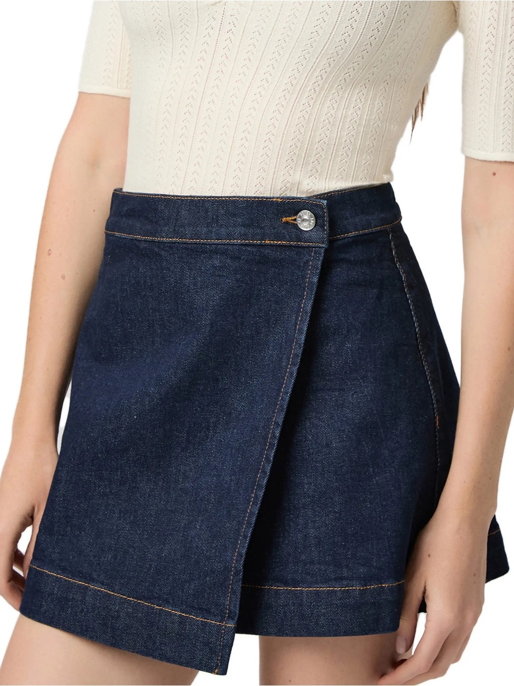 PAIGE Aven Wrap Denim Miniskirt in Zamora dark wash asymmetrical size 29 - Picture 4 of 8